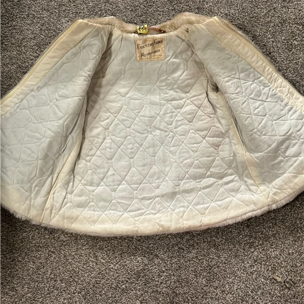 Rothschild Country Girl Blue Plush Coat Faux Fur Trim Girls Size 5 Vintage 60s